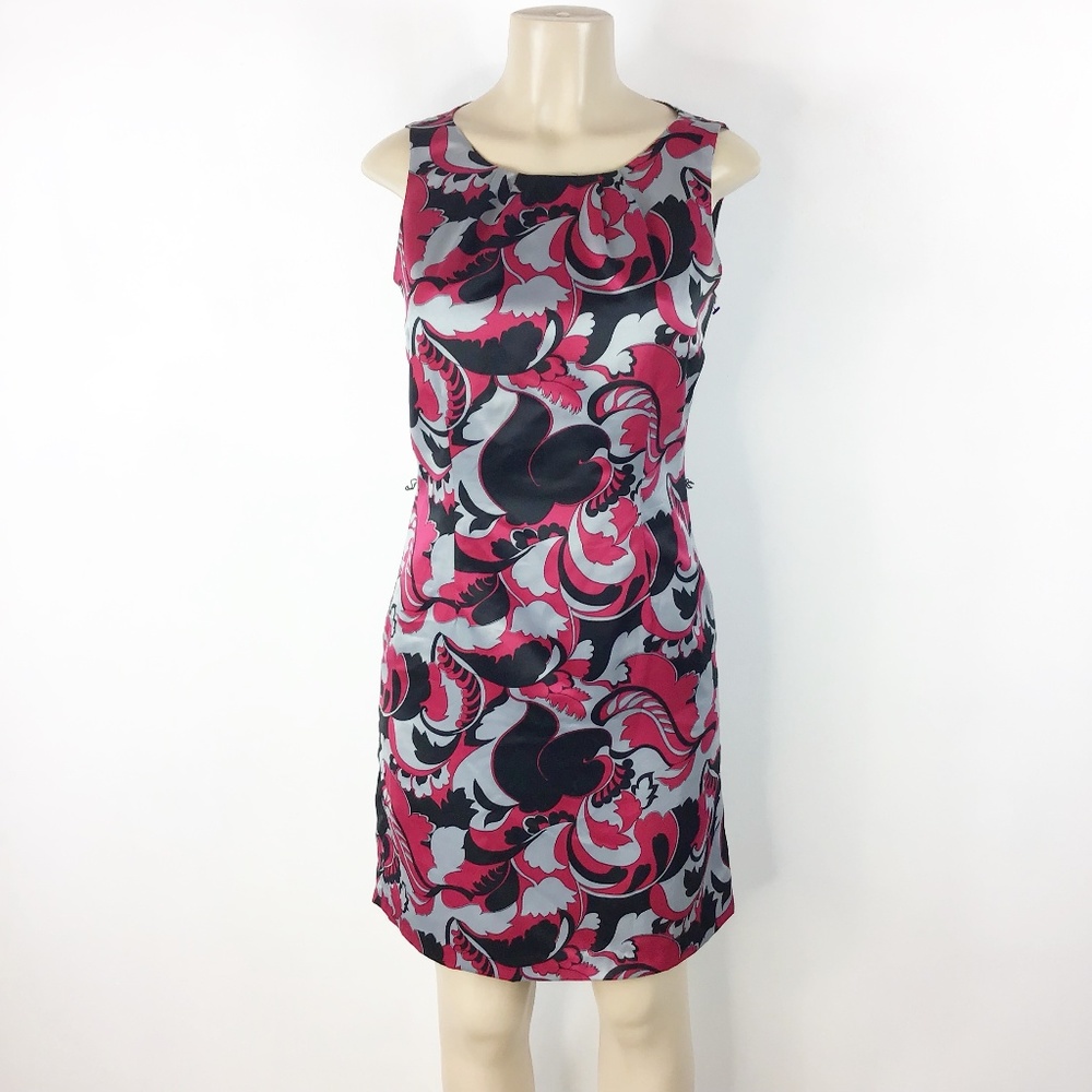 Ann Taylor career dress pink gray black‎ multicolored Size 6 petite sheath dress